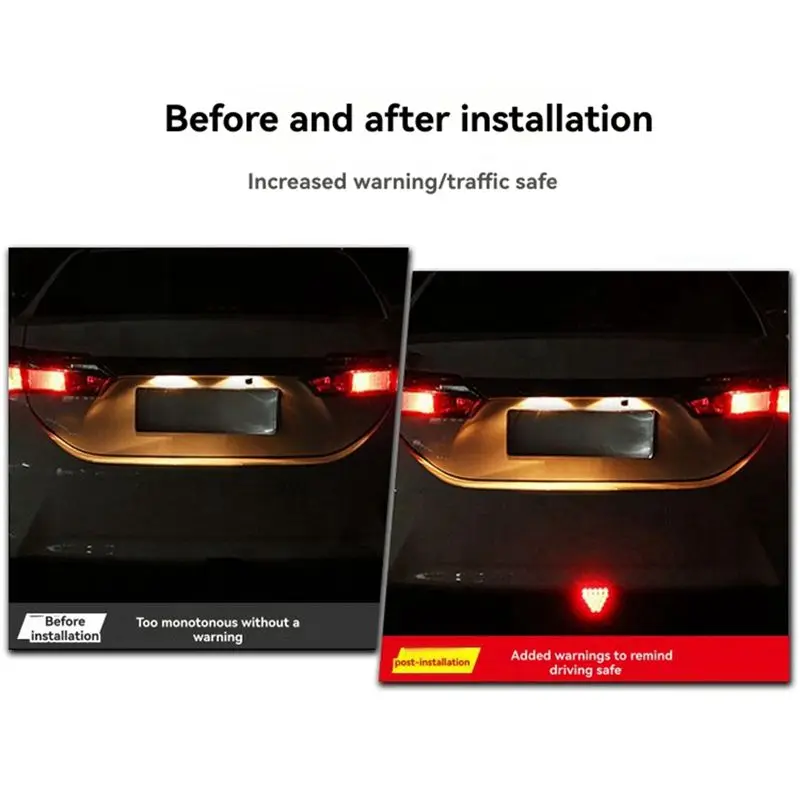 A09E-12V Third Brake Light Triangle Taillight LED Rear Stop Flashing Lamp Red Waterproof For Motos Pickups Trucks Cars