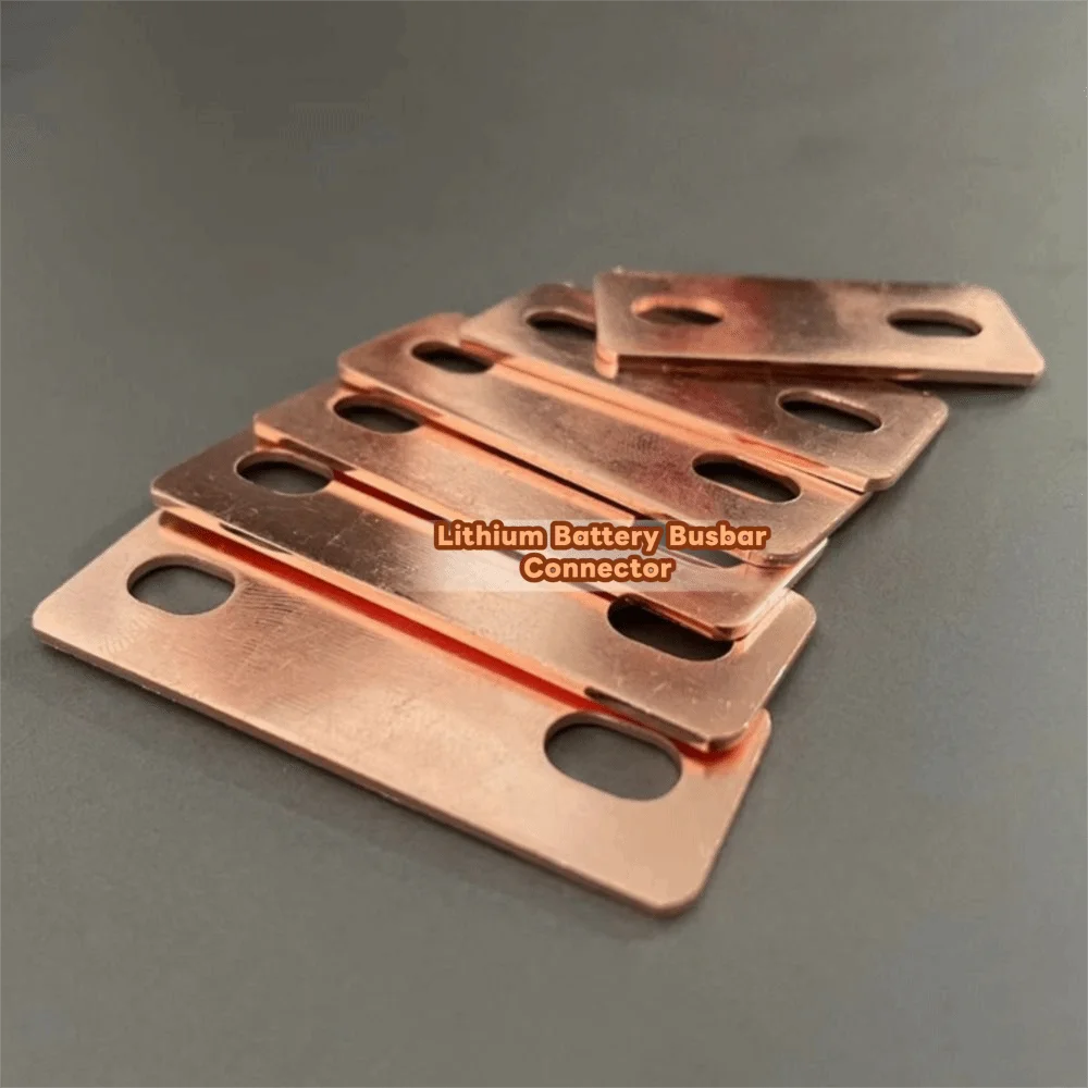 New Red Copper Bus Bars Connector M6 screw holes Flat Battery Busbar Red Copper Pickling Busbar 30Ah-300Ah Lithium Battery