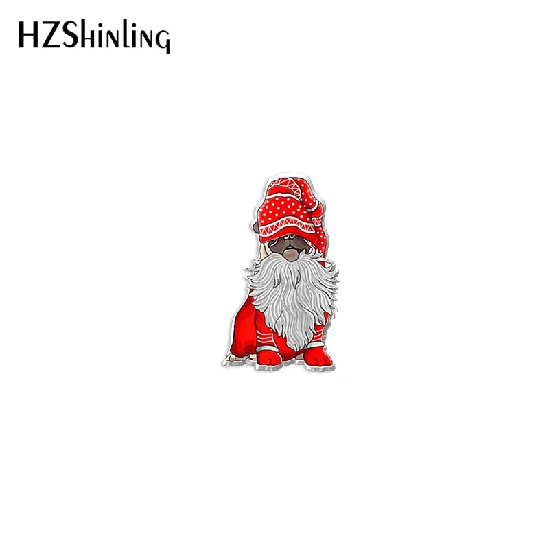 2022 New Christmas Pug Acrylic Lapel Pin Santa Tree Epoxy Butterfly Clasp Pin Handmade Butterfly Brooch