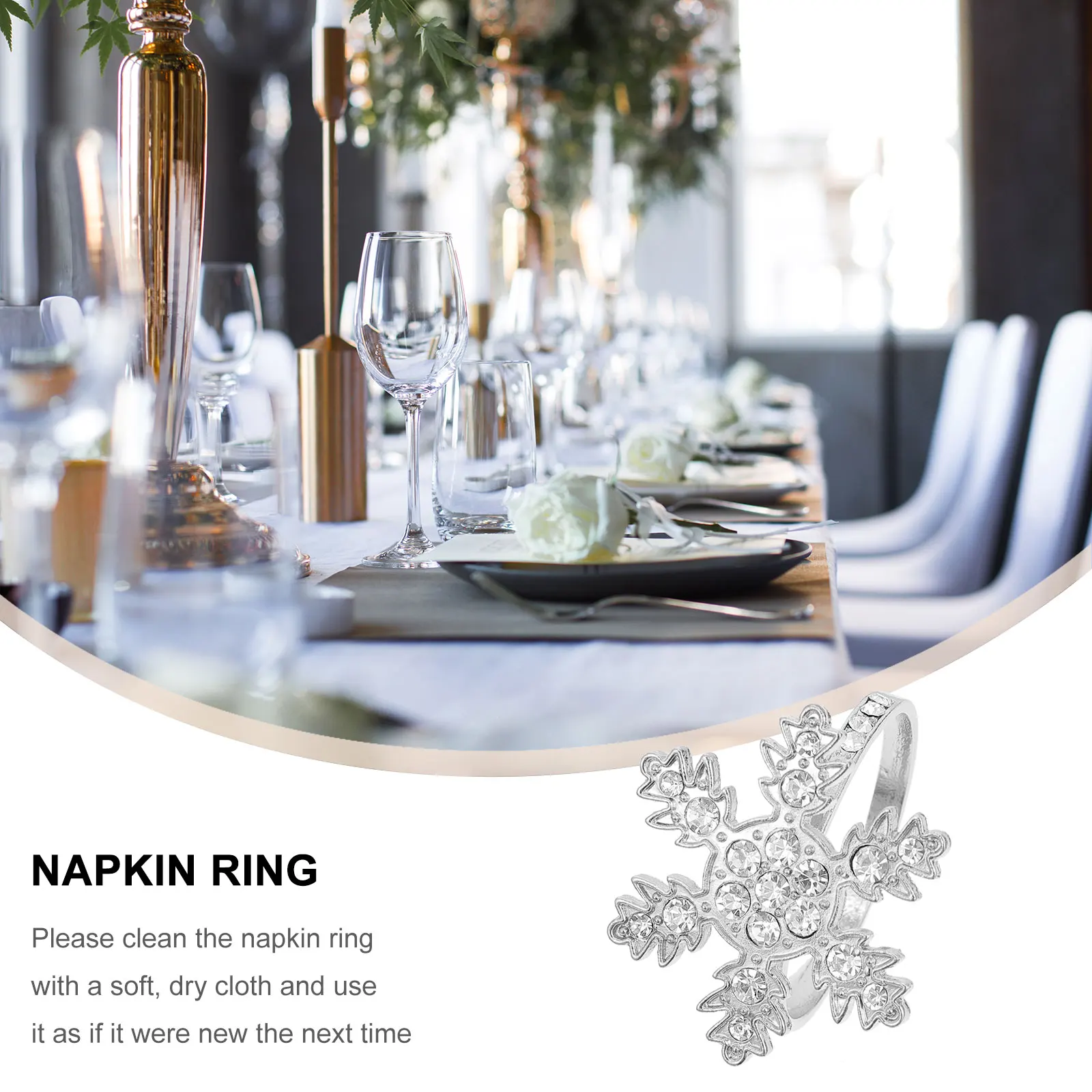 

Decorations Snowflake Napkin Rings Dining Room Table Buckle Circle Holiday Holders Christmas