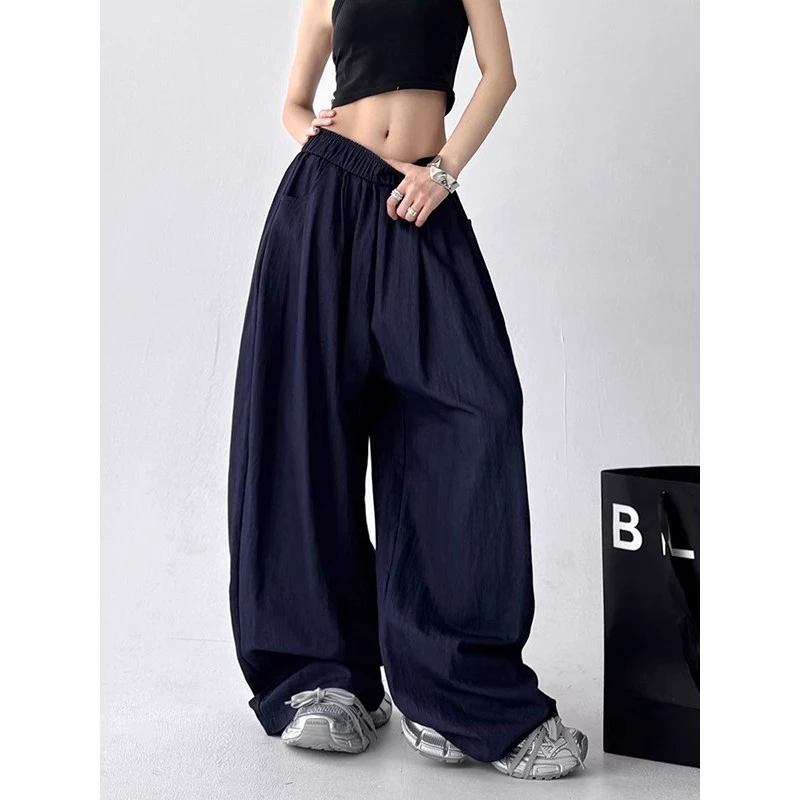 

Женские летние тонкие брюки-палаццо с эффектом легкости, защита от солнца, свободные, в пол, с высокой талией, из шелковой смеси