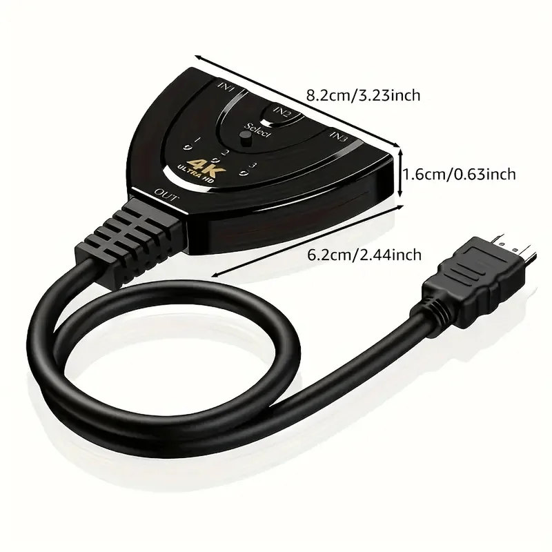 1 PC 3 Port HDTV Converter - 4K Resolution, Compatible with 1080P and 3D,  without Power Needed, HDTV Adapter for Phone to TV