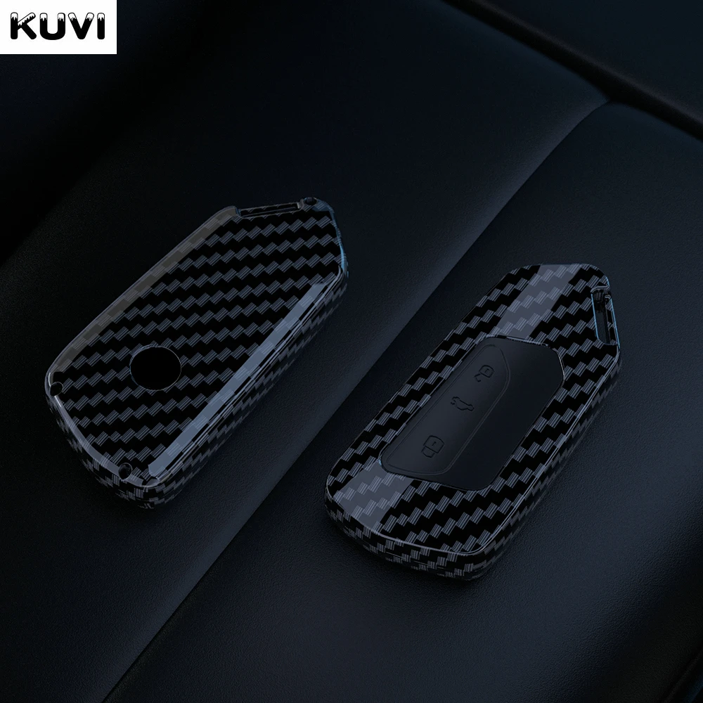 ABS+Carbon Car Key Case Cover Shell Fob For VW Volkswagen Golf 8 MK8 ID.3 ID.4 Cupra Skoda Octavia A8 SEAT Leon MK4 2020 2021 image 3
