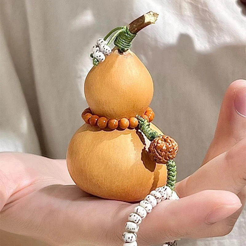 Mini Natural Gourd, Chinese Feng Shui Gourd Craftwork Cultural Playthings Bottle Gourd, Portable Decorative Item Accessory Bag C