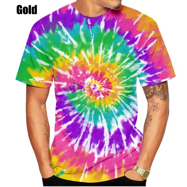 Vintage T Shirts For Men Tie Dye Pattern 3D Printed Short Sleeve Fashion Oversized T-shirt Casual Men\'s Clothing