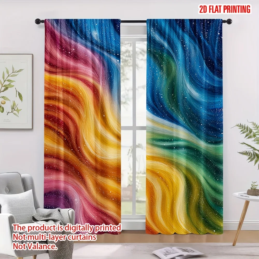 Colorful vortex art-style curtains, pole-mounted installation. Suitable for living rooms, bedrooms, dining rooms and hotels.