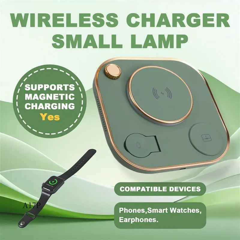 

AP-Multifunctional Foldable Mobile Magnetic Wireless Charger With Lamp Mobile Phone Watch Earphones 15W Desktop Charger