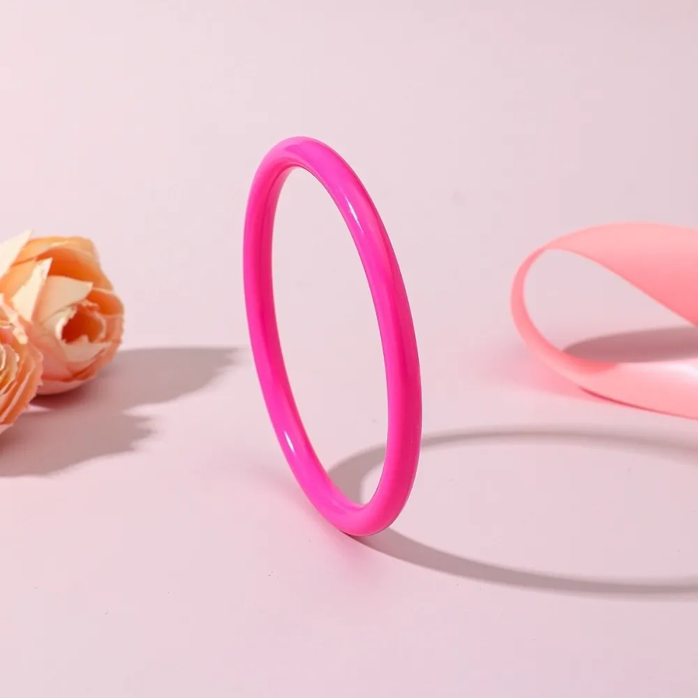 4Pcs/Set Fashion Wristband Acrylic Bracelets Set Stackable Translucent Resin Bangle Bohemia Korean Curved Tube Bangle Women