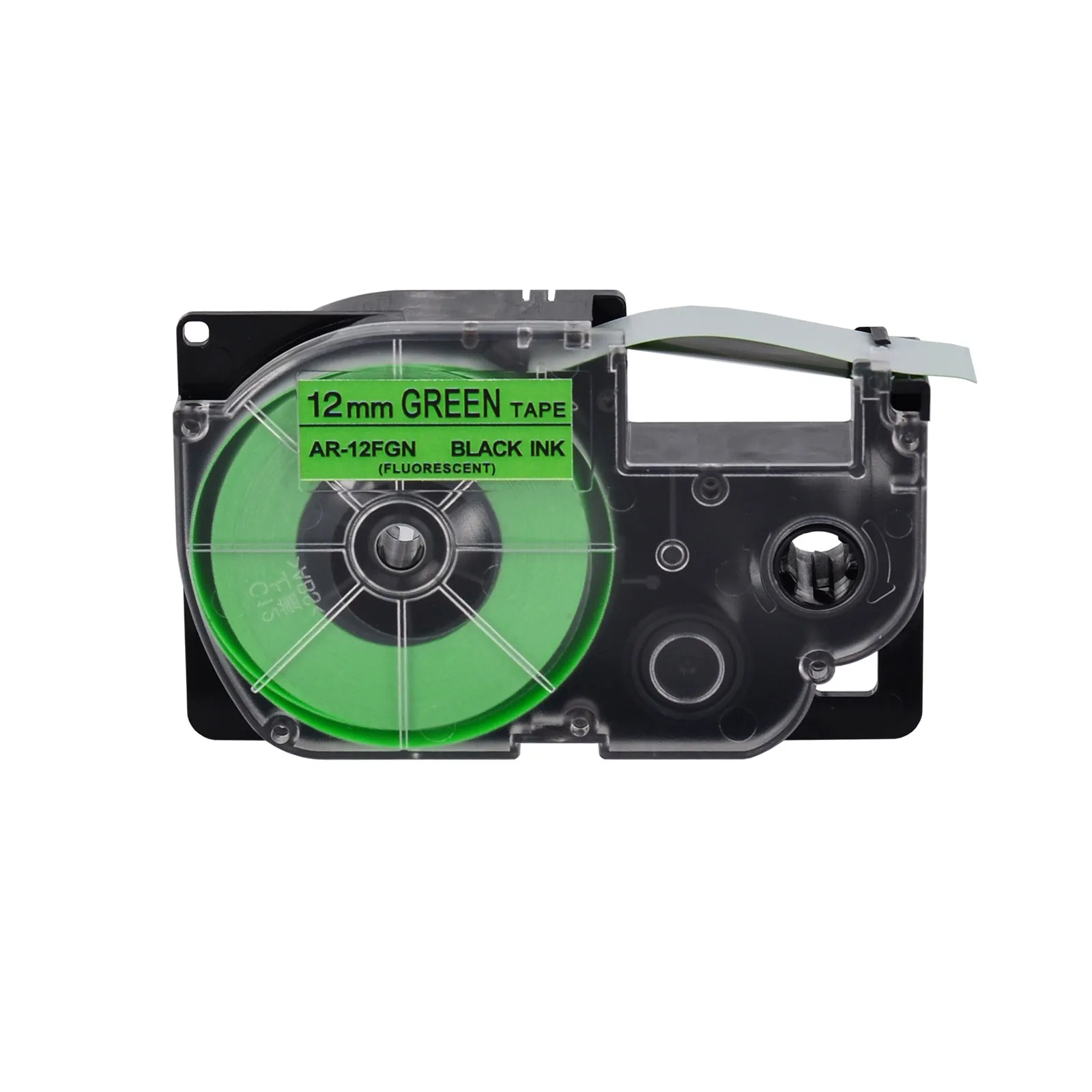 5PK Black on Fluro Green 12mm Compatible For Casio AR-12FGN Fluorescent Tapes For KL-60 KL-120 KL-HD1 KL-P350W Label Printer