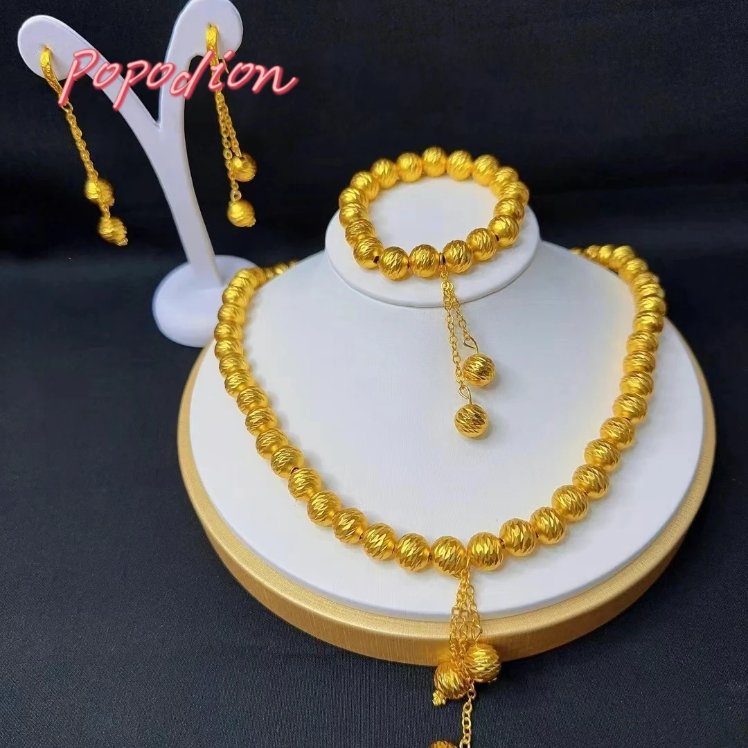 Popodion  New Dubai 24K Gold Plating Jewelry Necklace Bracelet Women's Earrings As A Exquisite Gift For Women YY10297