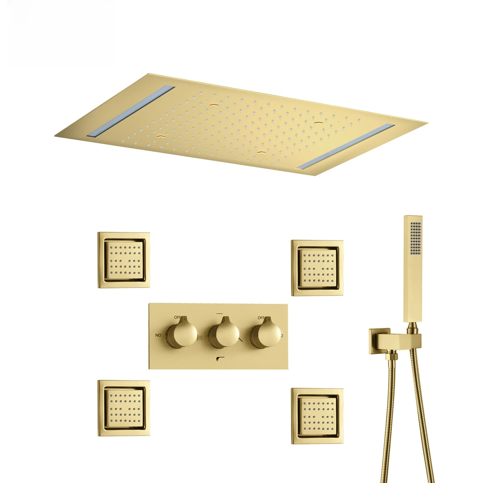 

Concealed household embedded shower set, bathroom, bathroom nozzle, multifunctional stainless steel hot and cold shower shower