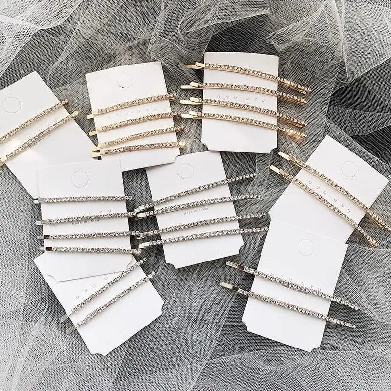 

12PCS One Word Rhinestone Girl Hair Clips Alloy Handmade Fashion Hair Pins Headpiece Princess Hair Accessories Bridesmaid Gifts