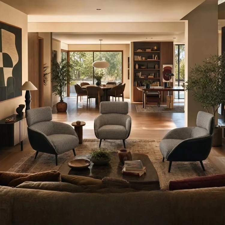 Modern luxury living room rocking chair single warehouse villa with comfortable backrest leisure rocking chair sofa chair