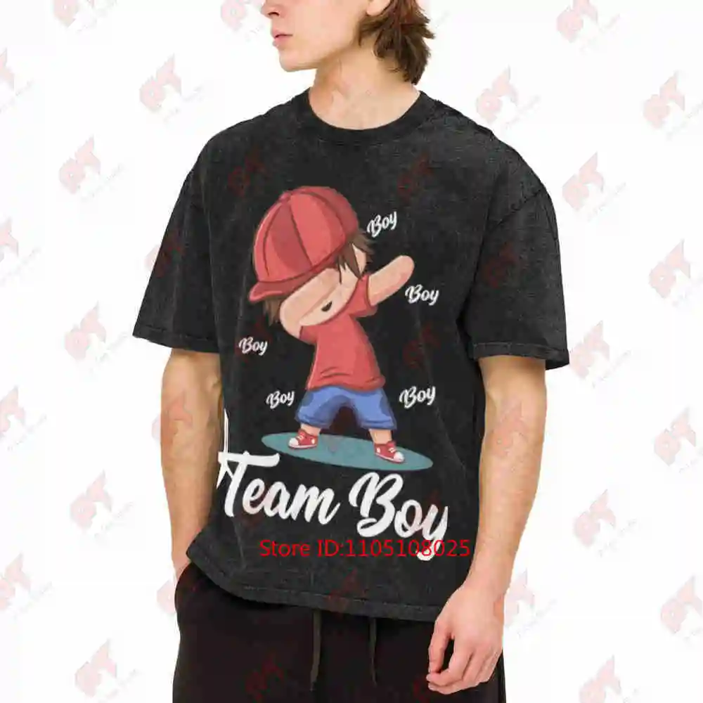 Team Boy Baby Shower Gender Reveal Party Boy Hat Vintage Washed Tee Pure Cotton T-Shirt