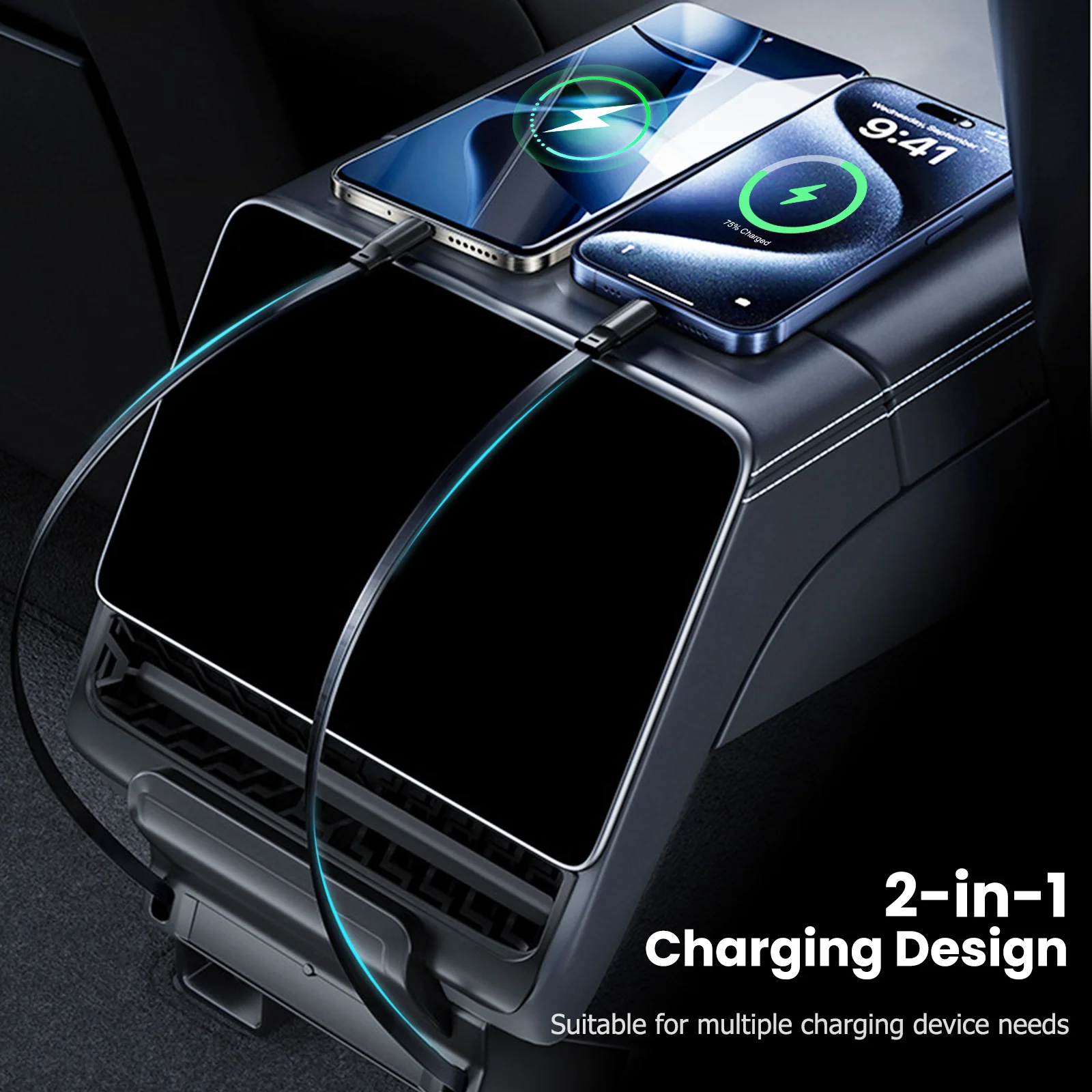 Rear USB Hub Air Vent Cover For Tesla Model Y Juniper 2025 2026/Model 3 Highland 2024-2026 2-in-1 Fast Charger For Apple Type-C