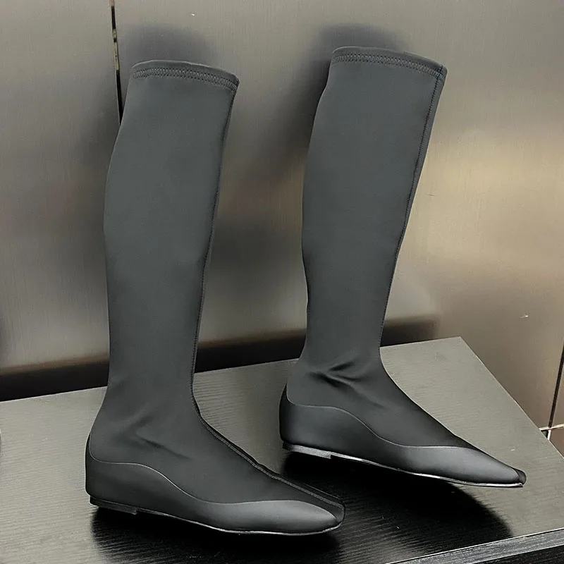 Shoes Height Increasing Fashion Elastic Ladies Long Stretch Booties Female Designer Slip On Footwear Women Knee High Sock Boots