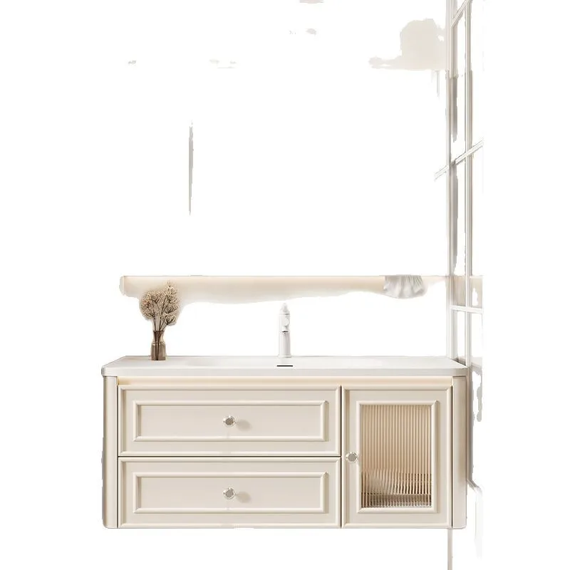 

Solid wood bathroom cabinet combination ceramic integrated basin toilet hand washbasin cabinet integrated washing table