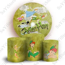 Peter Pan sfondo fotografico rotondo bambini compleanno Baby Shower Disney Flying Tinker Bell Circle fotografia sfondo zoccolo cover