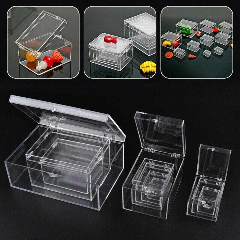 Clear Plastic Box Rectangular Insect Specimen Display Desktop Storage Boxes Dustproof Jewelry Screw Storage Case Container