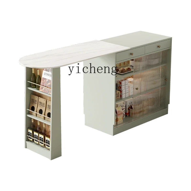 American Bar Table Integrated Retractable Island Taipei European Side Cabinet Green Dining Table