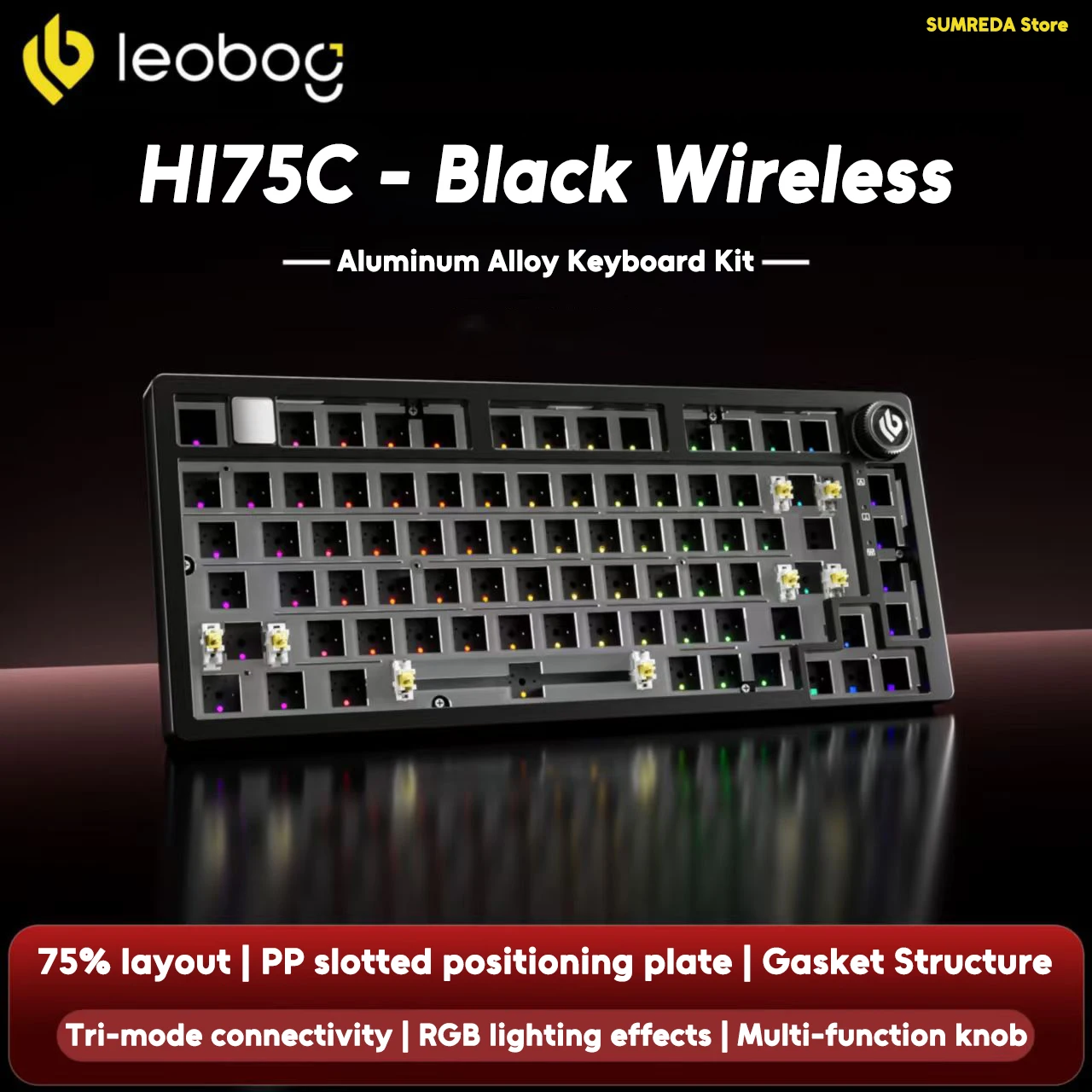 Leobog Hi75C Hi75C Pro Aluminum Wireless Gaming Custom Mechanical Keyboard Kit 75% Bluetooth 2.4G Wired Hotswap Gamer Keyboard