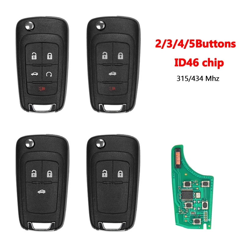 

For Chevrolet Cruze Aveo Epica Lova Camaro Impala Trax Orlando Opel Buick ID46 Chip 315/434 Mhz 2/3/4/5 Buttons Car Remote Key