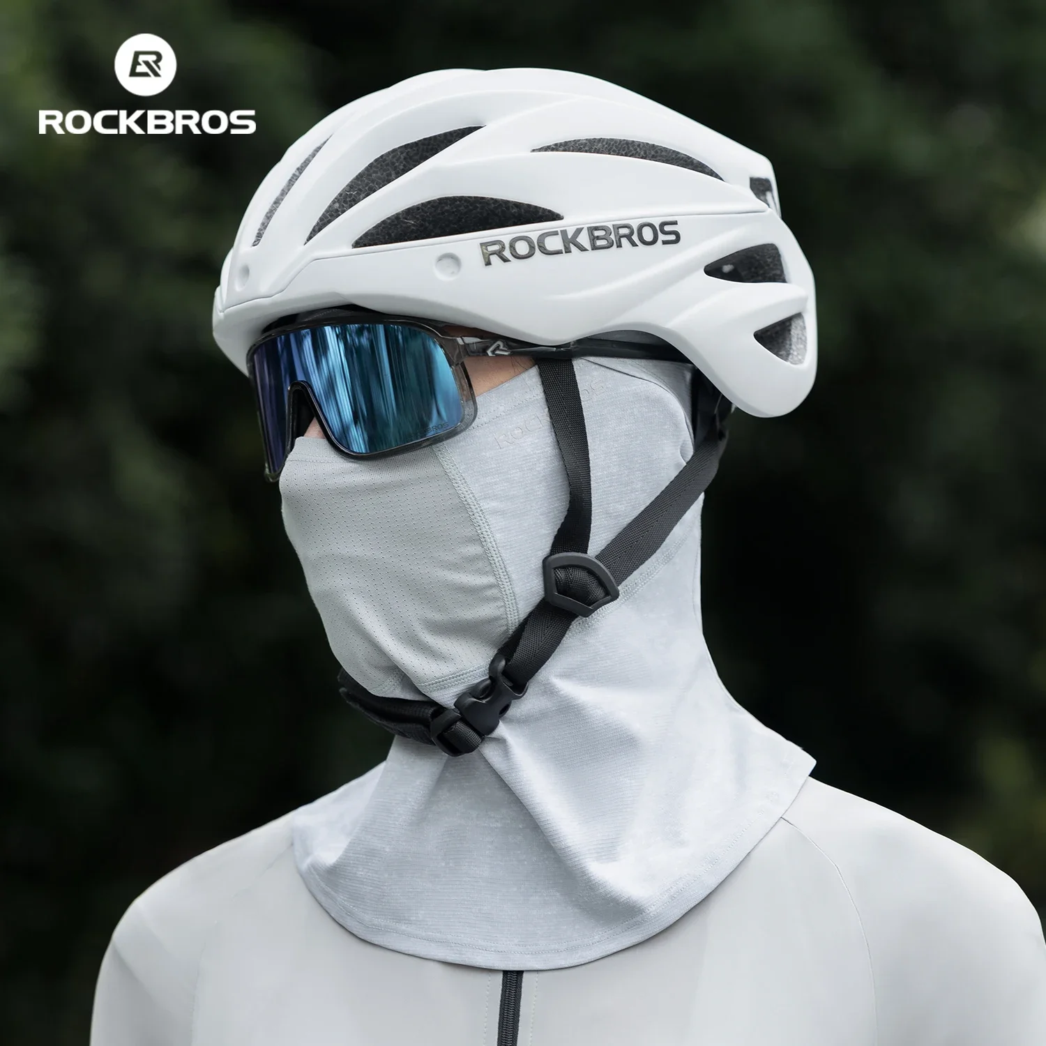 ROCKBROS Máscara de ciclismo de verão de seda gelada – Capa facial e bandana com protetor solar para homens e mulheres, respirável para motocicleta e pesca