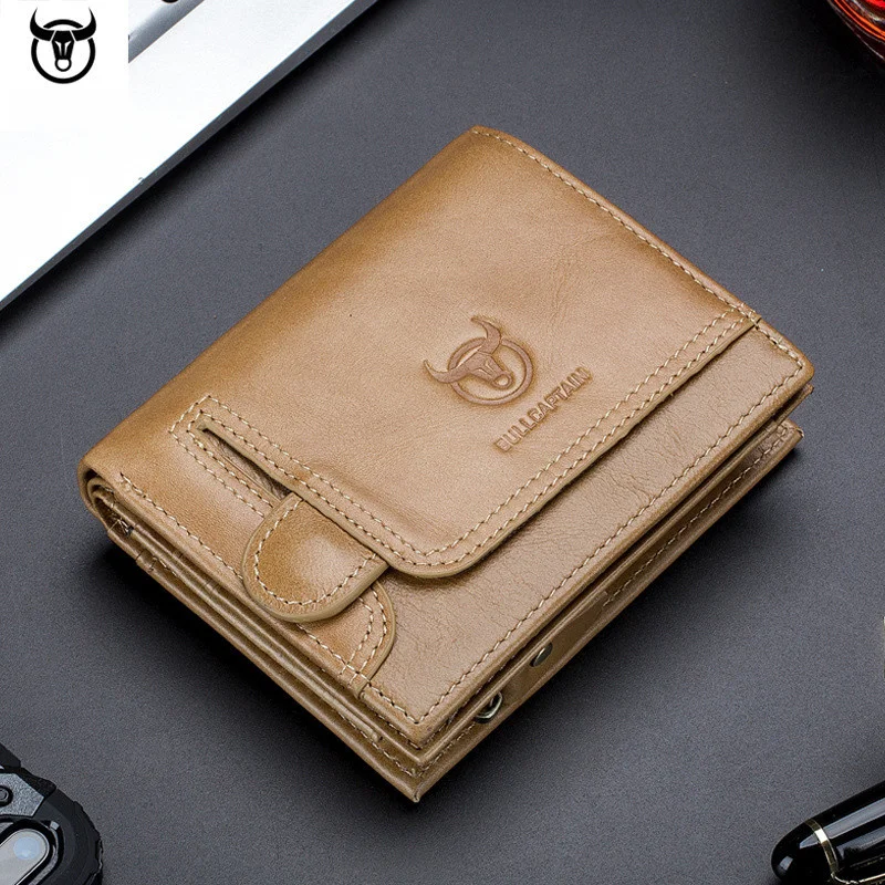 2023 Brand Genuine Leather Men's Wallet Cowhide Designer Male Purse Vintage ID Card Holder Luxury Money Bag