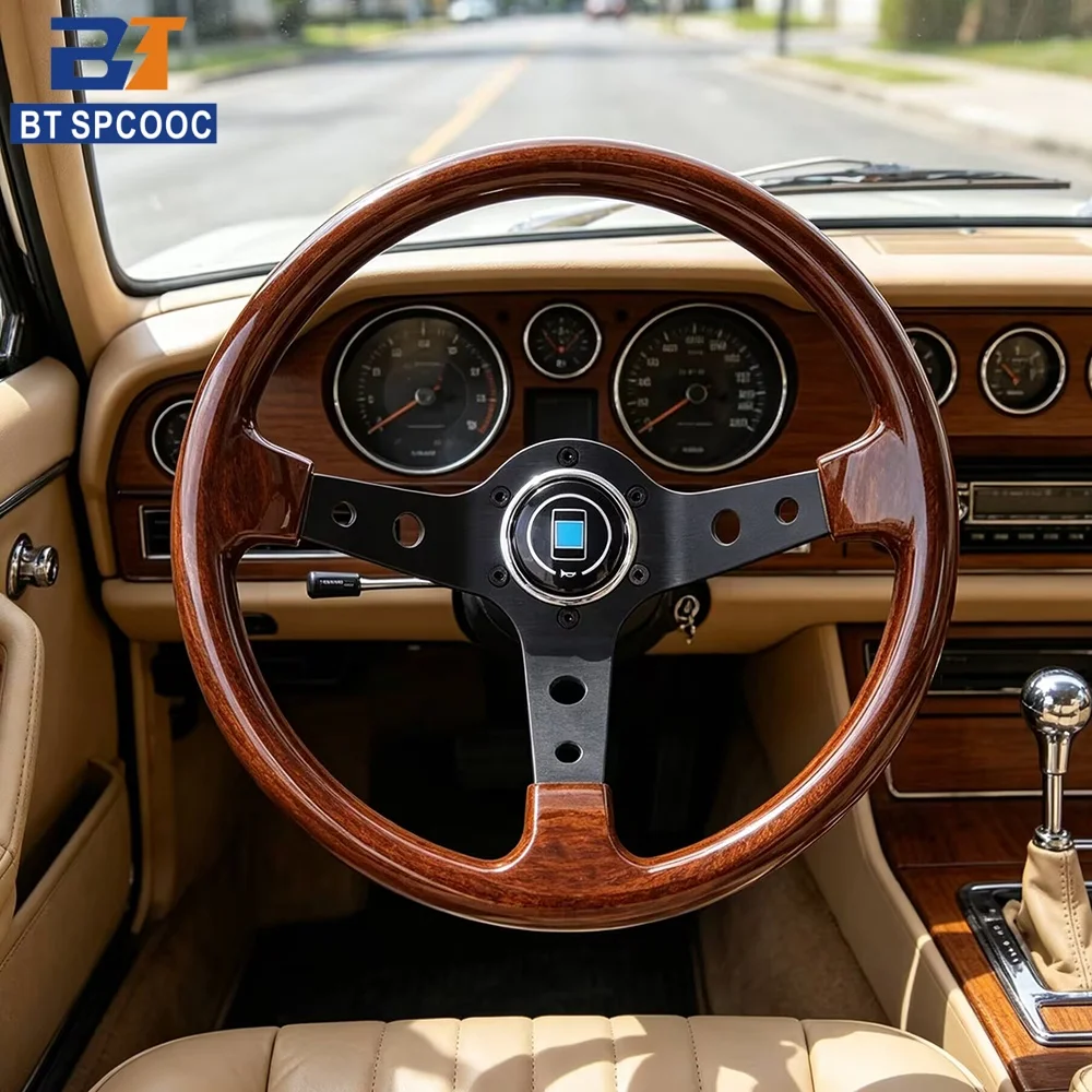 12.5inch 320mm Wood Grain ABS Car Modified Steering Wheel, Aluminum Bracket, Car Steering Wheel,