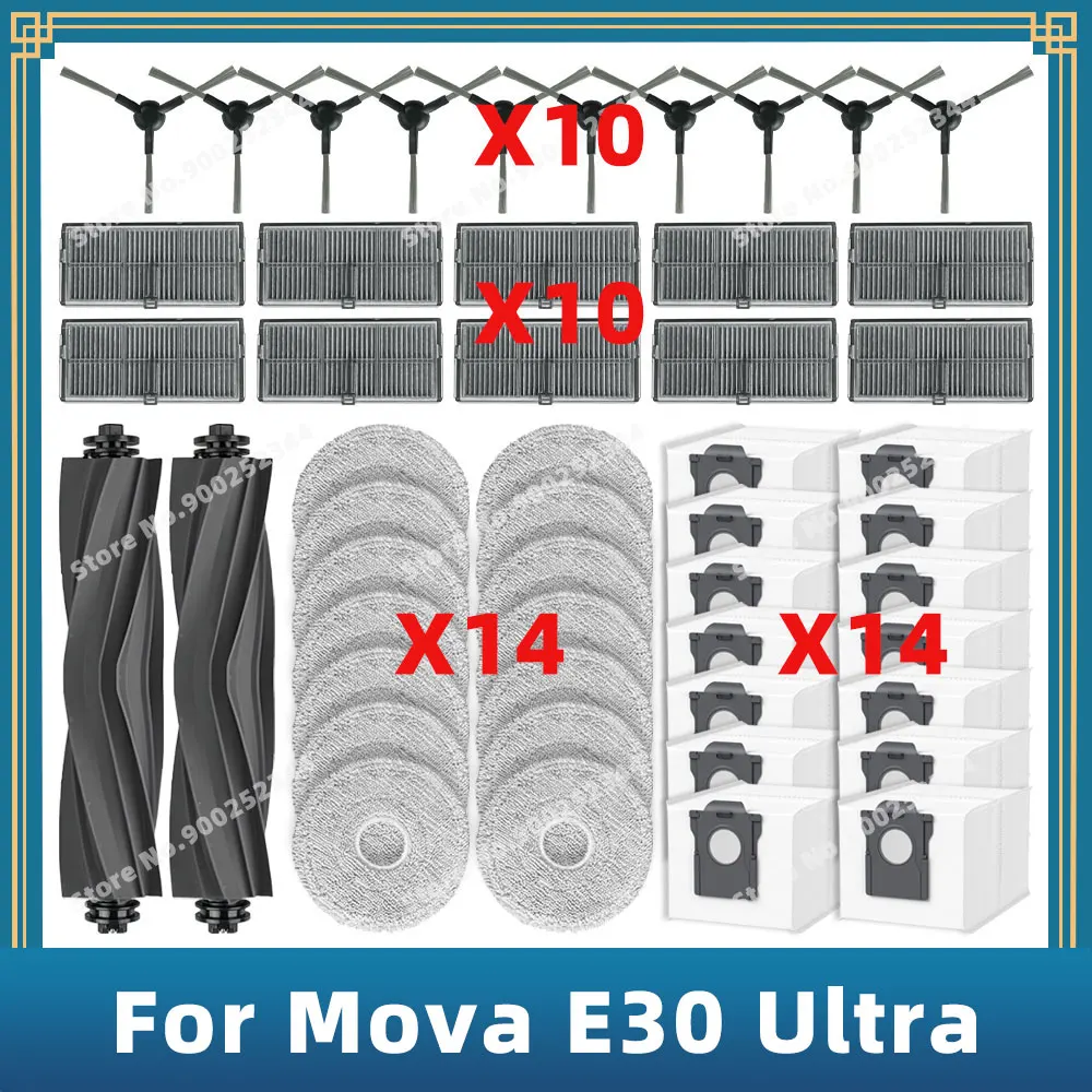 

Compatible For ( Dreame Mova E30 Ultra ) Replacement Parts Accessories Main Side Brush Hepa Filter Mop Cloth Dust Bag