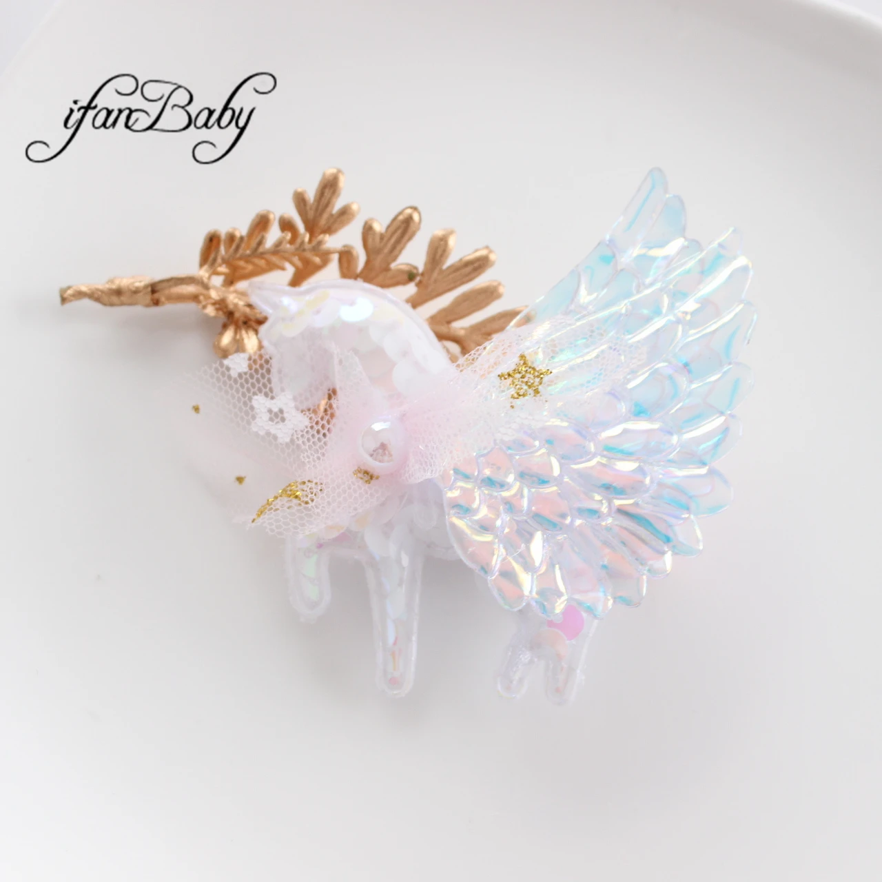 New Fashion Unicorn Wings Sequined Hair Clips Children Girls Hair Accessories 1 PCS