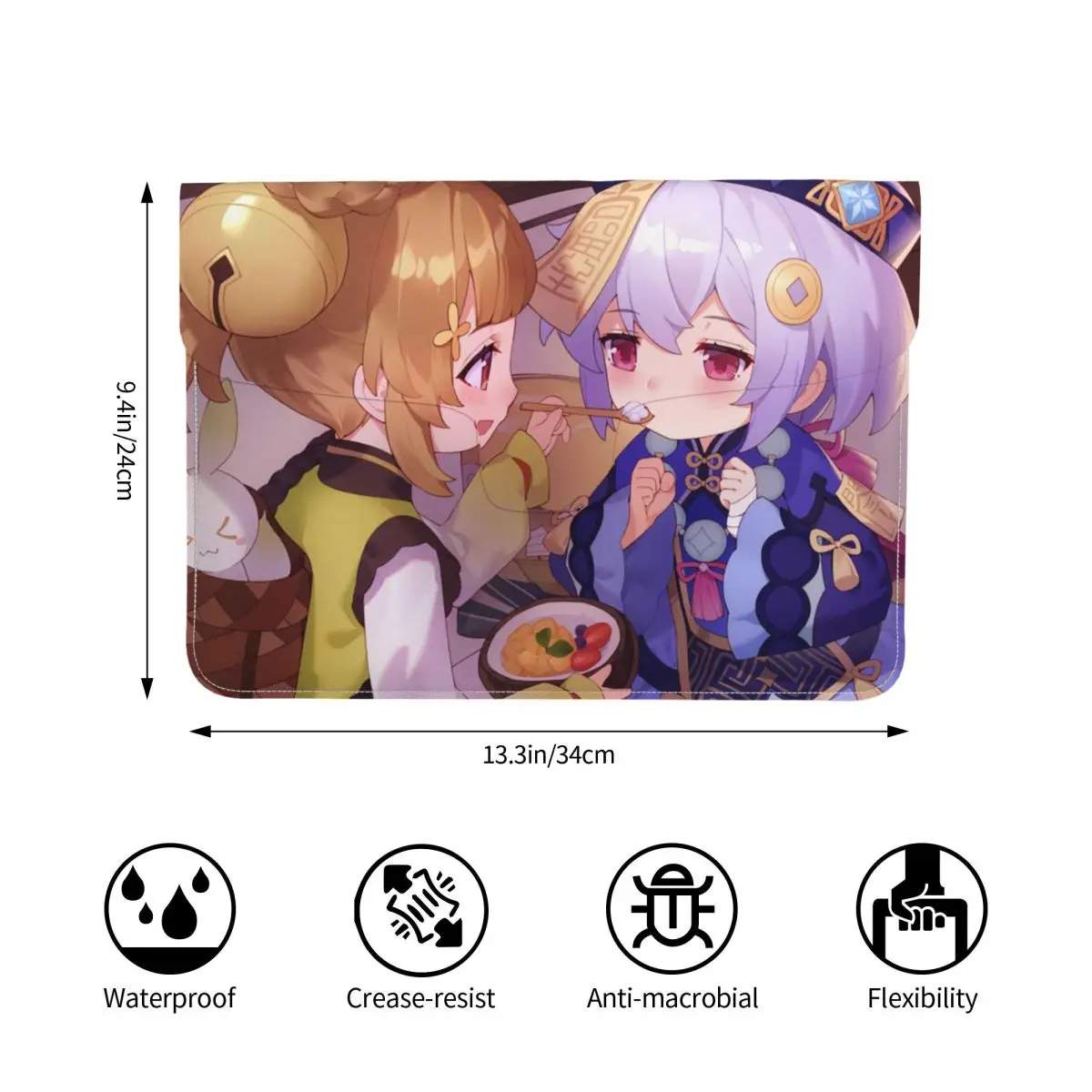 Genshin Impact Game PU Leather Horizontal Laptop Sleeve Shockproof Soft Lining Notebook Case 13 Inch