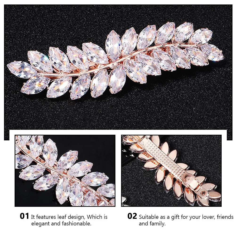 

1pc Zircon Clamp Lightweight Leaf Design Hairpin For Women Girls Stylish Party Hair Decoration Fashion Hair Accessory