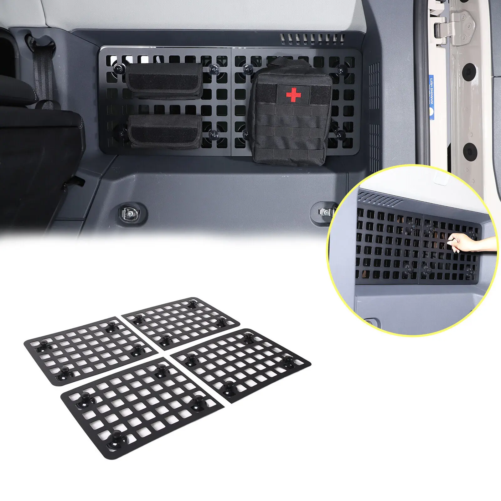 Aluminum Alloy Car Trunk Side Window Molle Panel Kit Storage Shelf Organizer Rack For INEOS Grenadier 2020-2024 Car Accessories