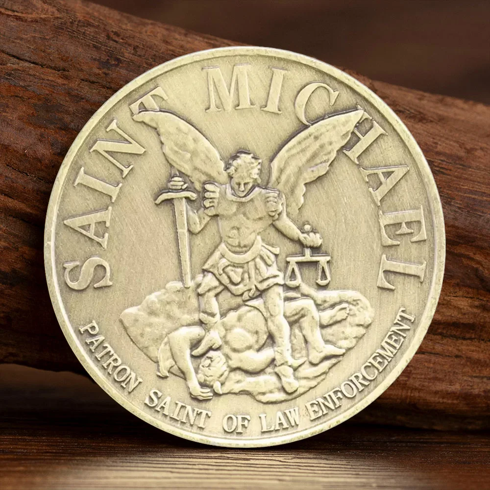 Department of Justice Domina Challenge Coins Bronze Plated Saint Micheal Souvenir Coin Home Decoration