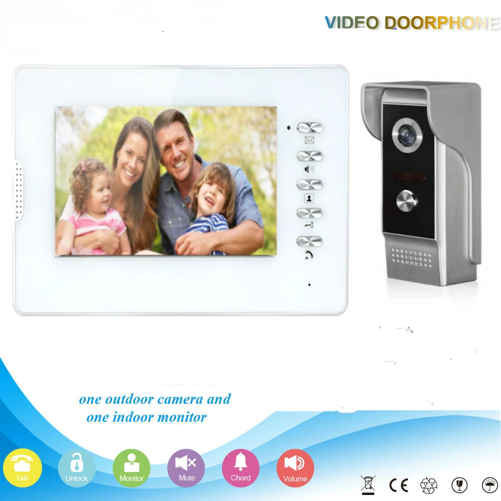 SmartYIBA  7''Video Doorbell IR Night Vision Intercom Video Door Phone For Home Villa Security Protection Private Residential