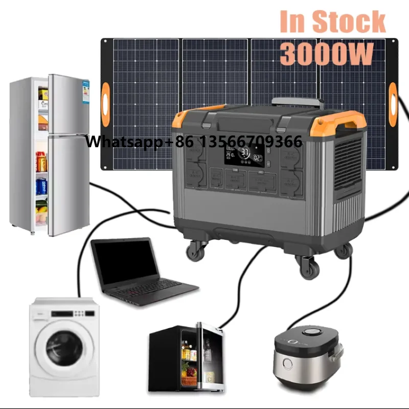 

Solar Energy Premium Lithium Battery Generator Solar Generator 3000W Large Capacity AC DC Emergency Power Station 1000w