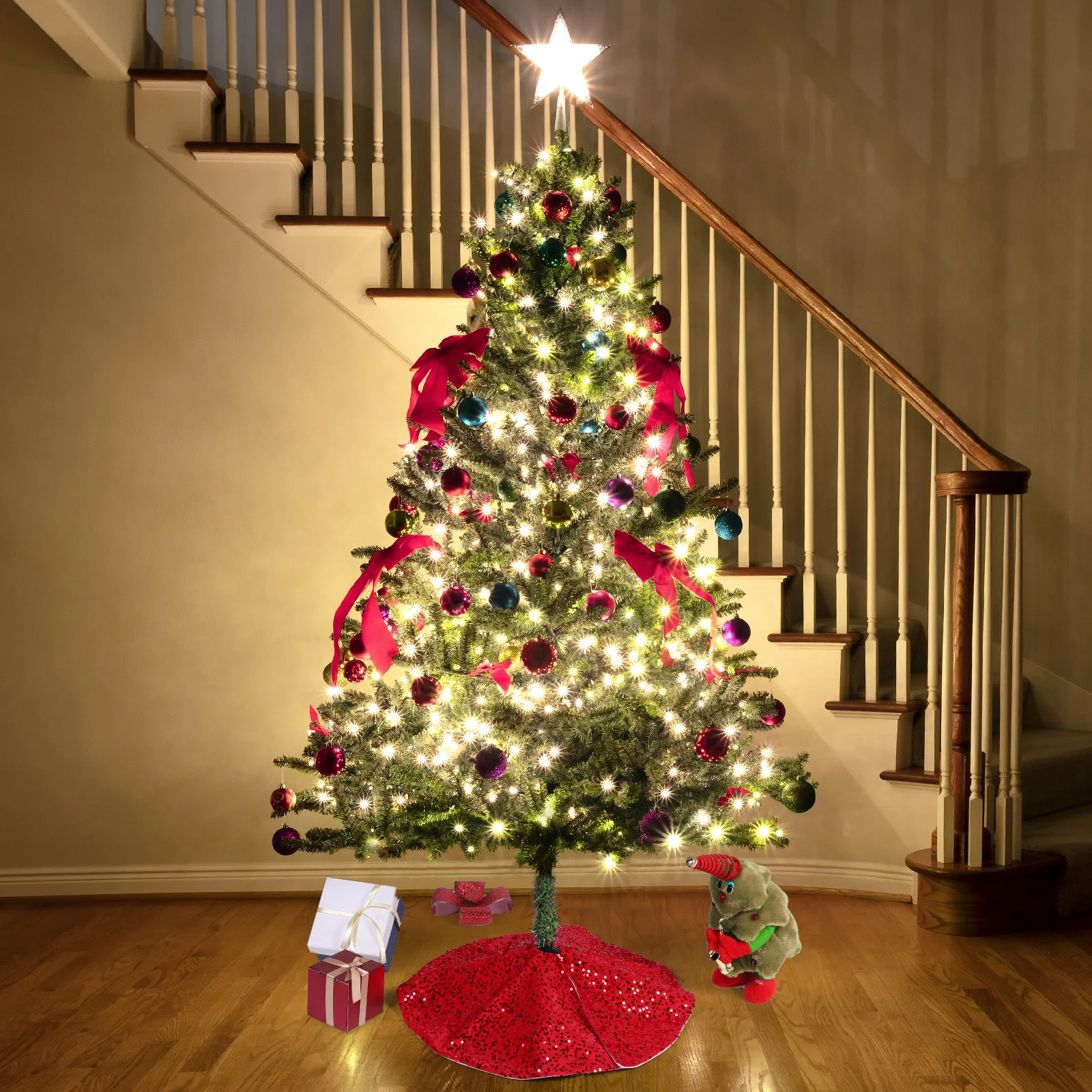 Sparkling Sequin Tree Skirt W/ Small Sequin Mini Xmas Tree Skirts (model 1)