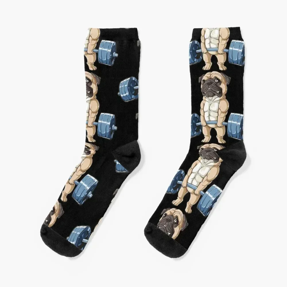 

Pug Dog Working Out - Funny Pug Fitness - gym - installing muscles Illustrations Socks Soccer gym Man Socks Women's