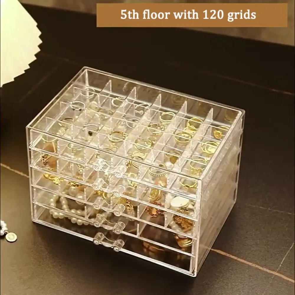 

120Grids Jewelry Storage Box Drawer Style Acrylic Jewelry Transparent Box Dustproof Necklace Bracelets Jewelry Sorting Box