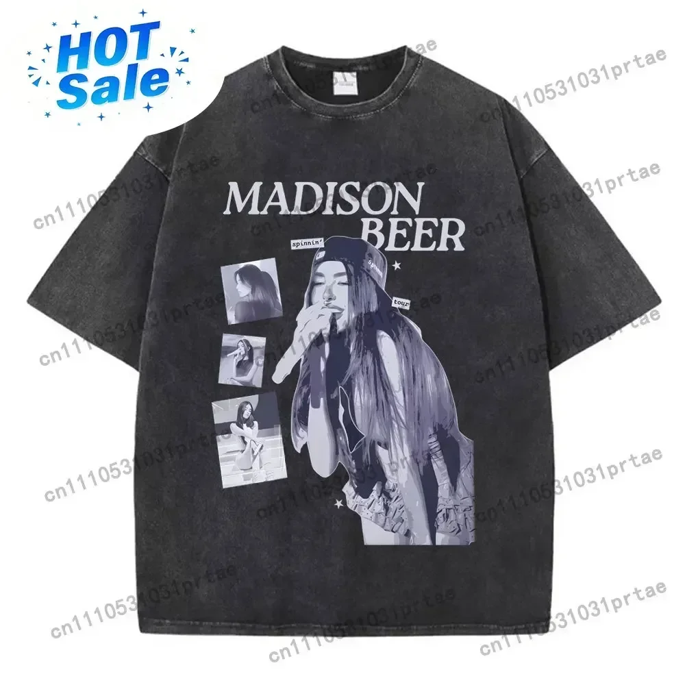 Vintage Washed Madison Beer The Locket Tour 2026 Graphic T Shirts Fashion Pop Music T-shirt Men Women Casual Oversized T-shirts