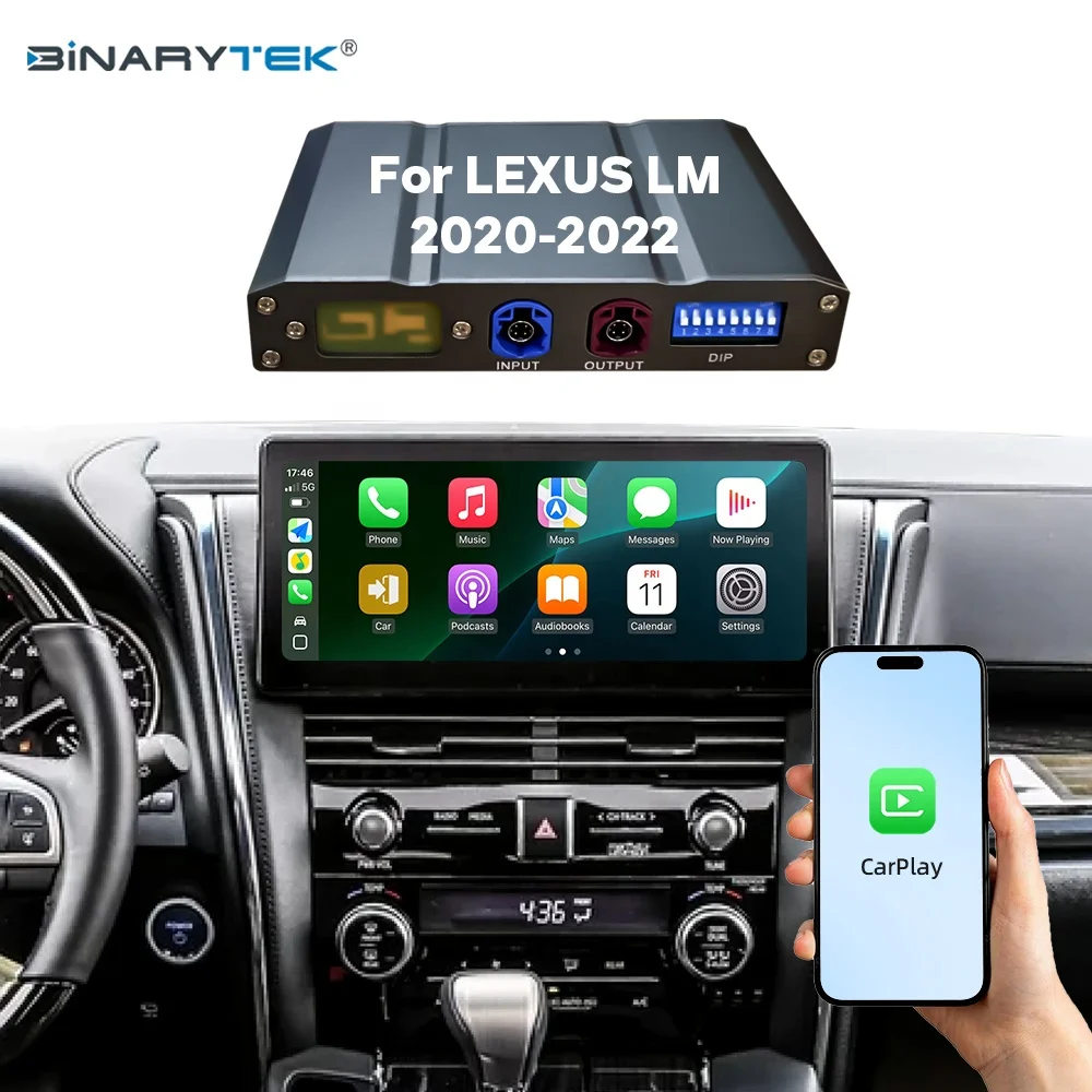 NewFor Lexus LM 2020-2022 Linux Interface Box Wireless CarPlay Android Auto CarPlay Module Decoder Car Radio Binarytek