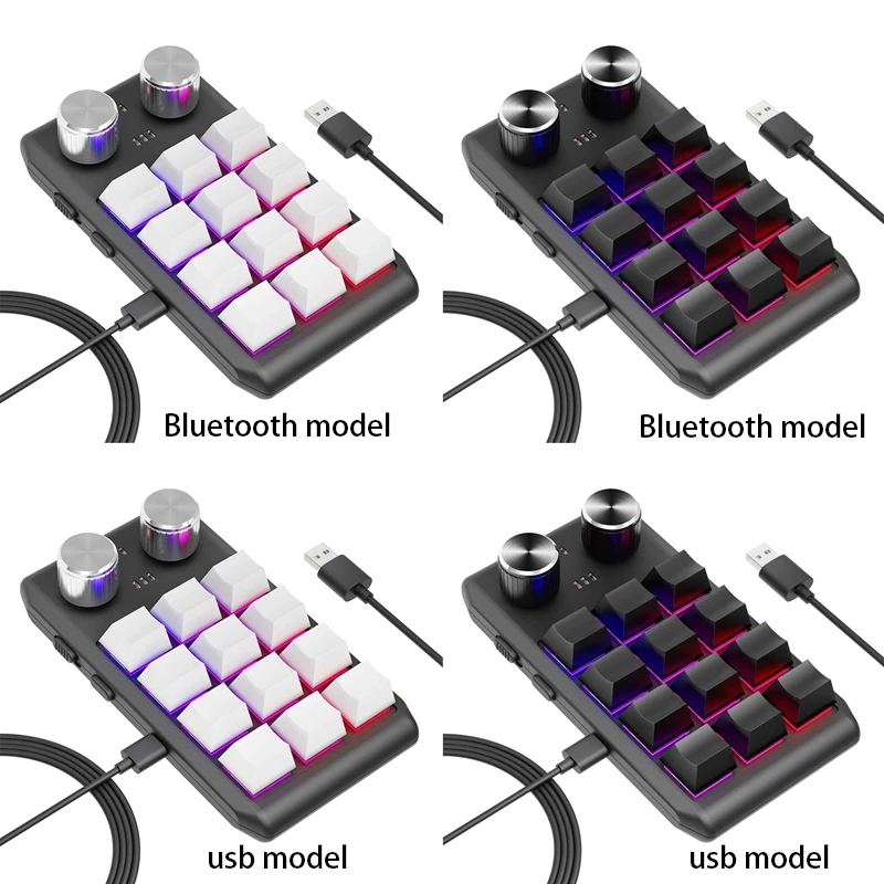 HOT-Custom Keyboard Volume Button Knob Programming Macro Gaming Hotswap Keypad, 12 Keys 2 Knob