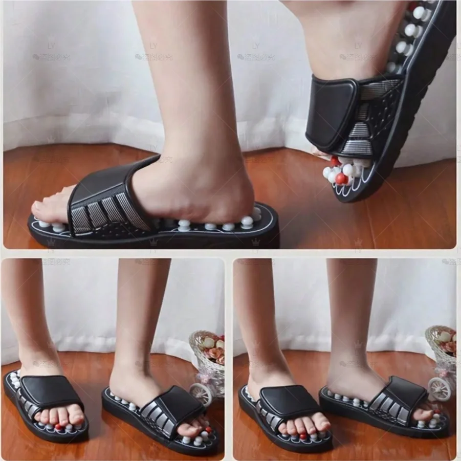 

Пара массажных тапочек для акупунктурных точек для мужчин и женщин, вращающиеся массажные туфли для ног в китайском стиле, стиль унисекс