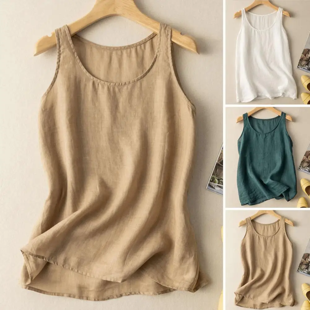 

New in Sleeveless Solid Loose Tank Tops Retro Ladies Camisole Lady Casual Solid Color Loose Top for Womens