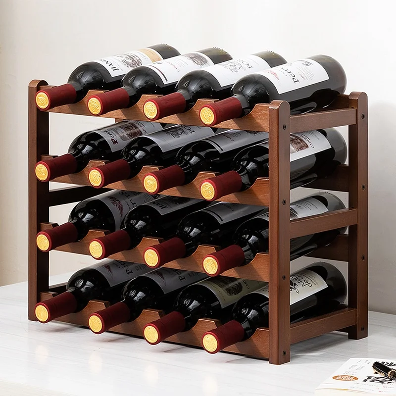 

Wooden Wine Rack,4 Tier Free Standing Wine Storage Holder,Retro Minimalist Style Home Decorations Wine Display Shelves