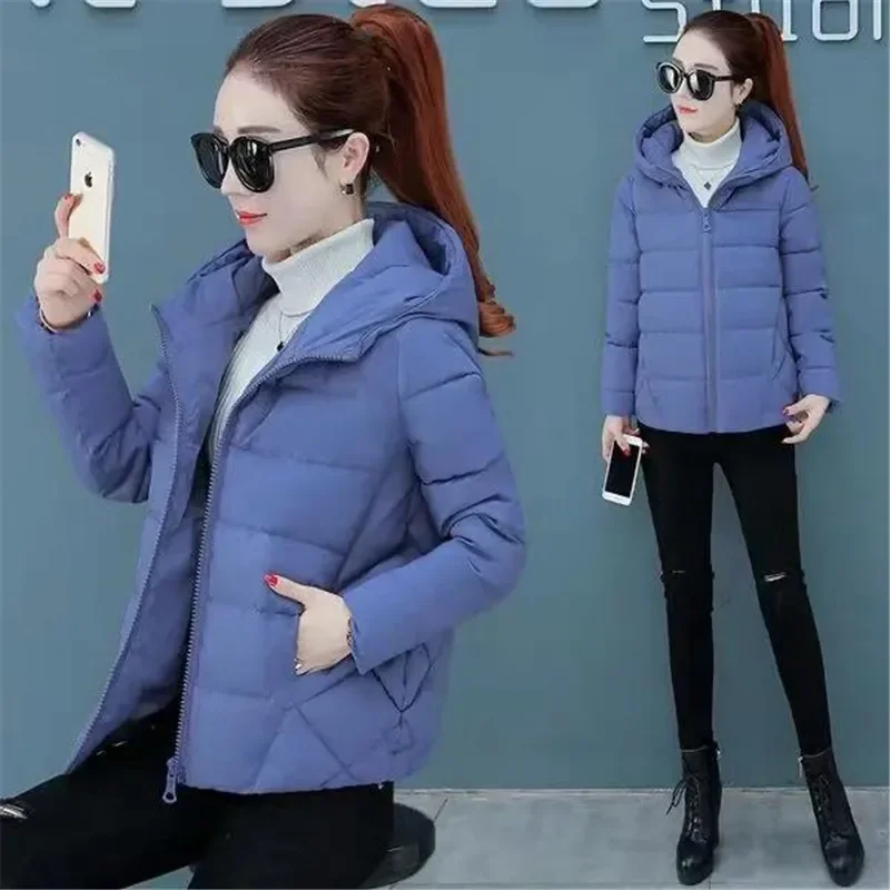 2023 New Black Fashion Puffer Coats Winter Hooded Cotton Coat Loose Jackets Women Short Down Cotton Jacket Casual Female Outwear