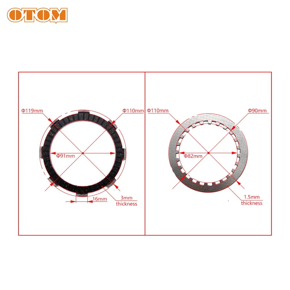 OTOM Motorcycle Clutch Friction Plates Clutch Steel Disc Kit For LONCIN YBS300 YB300H 4-stroke Engine Accessories Motocross Bike view 2