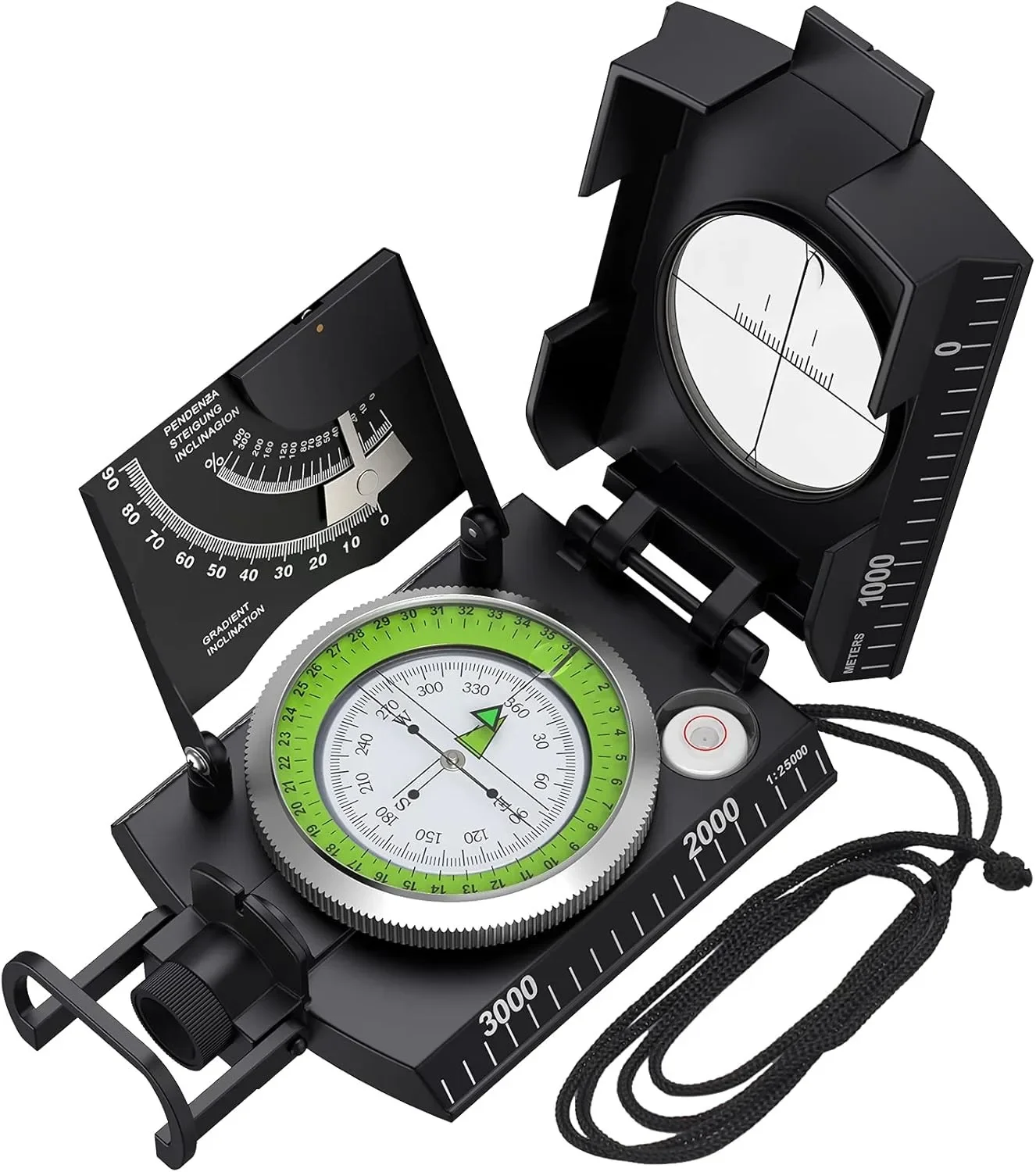 

IP65 Lensatic Sighting Waterproof Compass for Navigation Camping Hunting Hiking Geology Activities with Clinometer, Carrying Bag