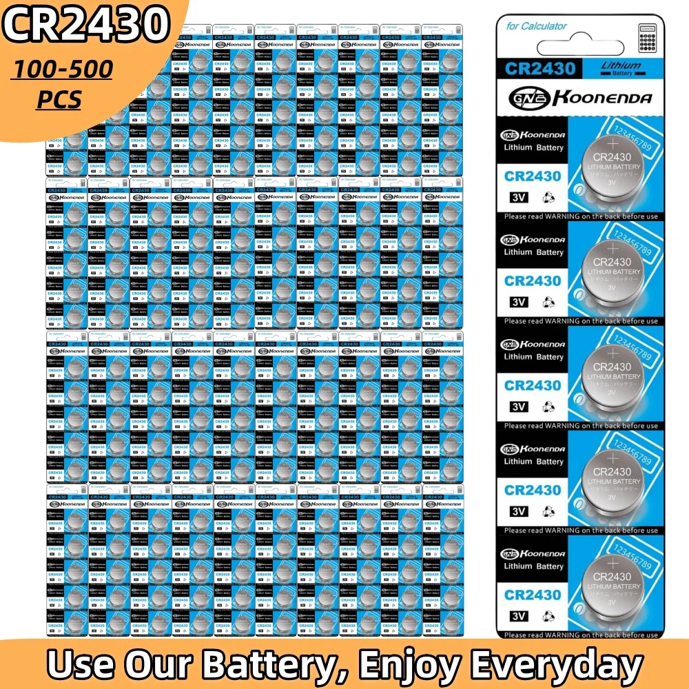 

100-500pcs CR2430 3V Lithium Battery CR 2430 DL2430 BR2430 Button Coin Batteries for Key Fob Watch Alarm Clock Remote Control